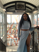 Load image into Gallery viewer, Baby Blue High Split Skirt Set
